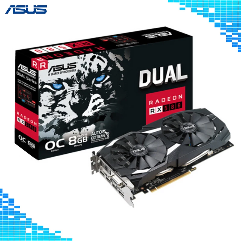 

Asus DUAL-RX580-O8G Mainstream level Desktop Graphics Cards GDDR5 PCI Express 3.0 AMD Radeon RX 580 8G Graphics