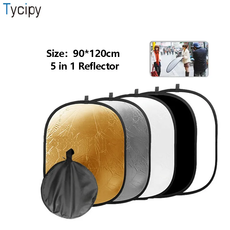 

Tycipy 5 in 1 Reflector 150*120cm Camera Flash Studio Collapsible Refletor Light Reflector Photo Diffuers Carrying Bag