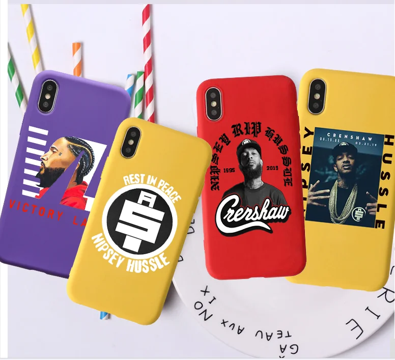 Rapper Nipsey Hussle Candy Color TPU Case phone For iphoneX 7 8 XS XR XSMAX Red Black Yellow purple White Cover