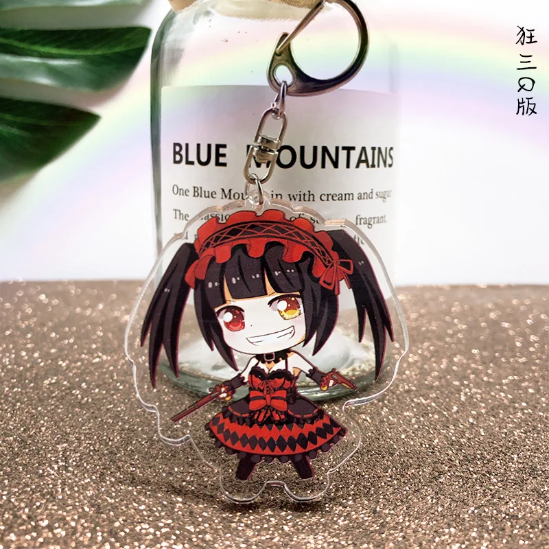 

Date A Live anime Acrylic keychain Tokisaki Kurumi Yoshino Yatogami Tohka Itsuka Kotori cute pendants Keyring Jewelry Chaveiros