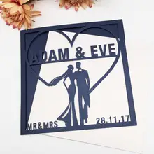 100 шт/партия Роскошная Заказная Невеста и жених свадебная пригласительная открытка на день рождения обертывание обеденные украшения поздравительная открытка