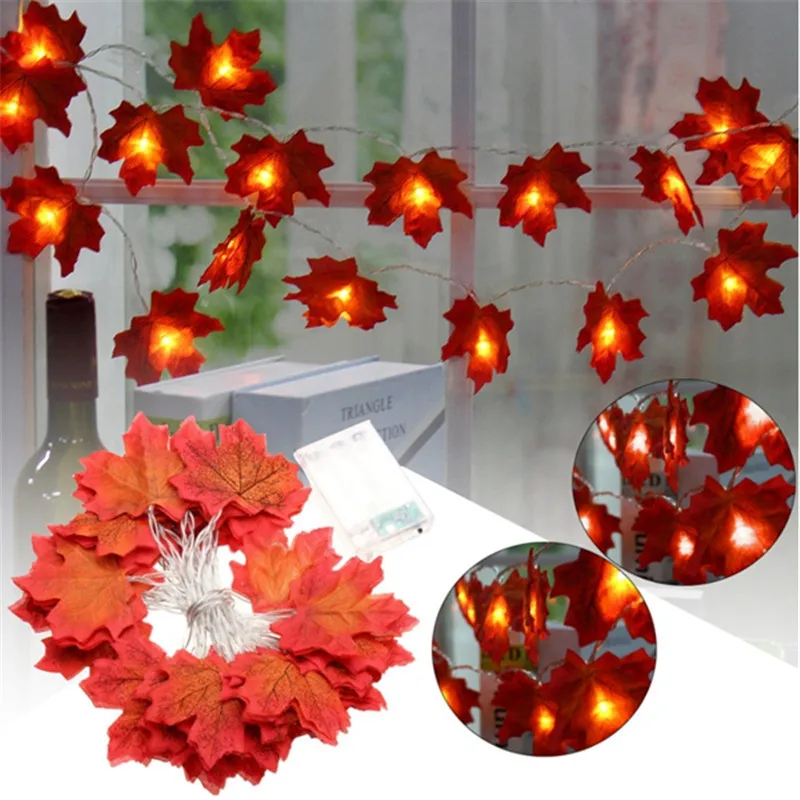 

Smuxi 30 LED Maple Leaves Fairy Light Mixed Color Orange Yellow Leaf Autumn String Lights Fall Wedding Indoor Decoration