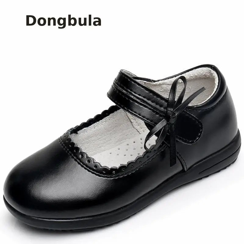

Children Princess Girls Leather Shoes For Black Kids Fashion Dress Shoes School Flat Shoes Breathable For Student Party Dancing