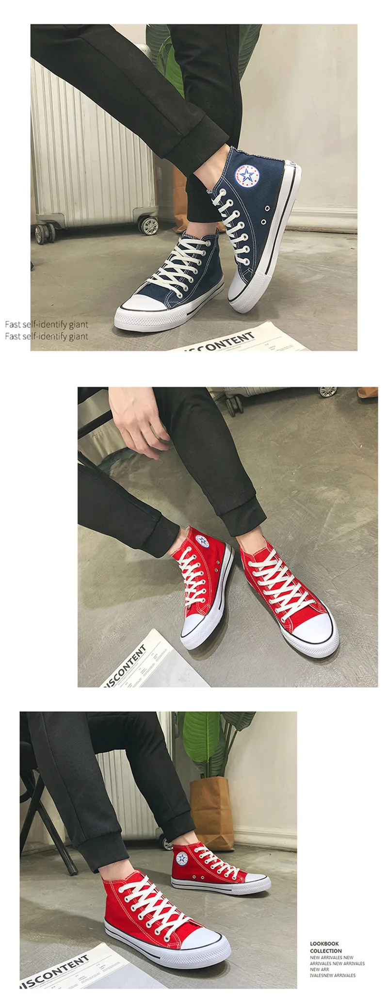 Men's Vulcanize Shoes Canvas Fashion Lace-up Solid Lovers Shoes Rubber Flat Sneakers Autumn Casual Man Shoes Female shoes