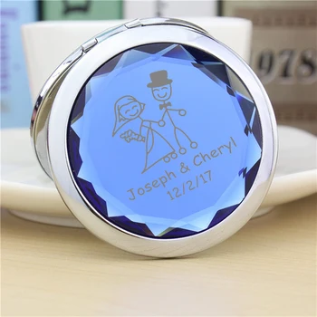 

50pcs Personalized Wedding Favor And Gift Engraved Crystal Compact Mirror Pocket Makeup Mirror Customized Wedding Gift For Guest