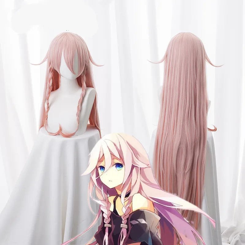 

110cm/43" Women VOCALOID3 Library IA cosplay wig IA pink long hair with braids wig costumes Halloween anime costume props wig