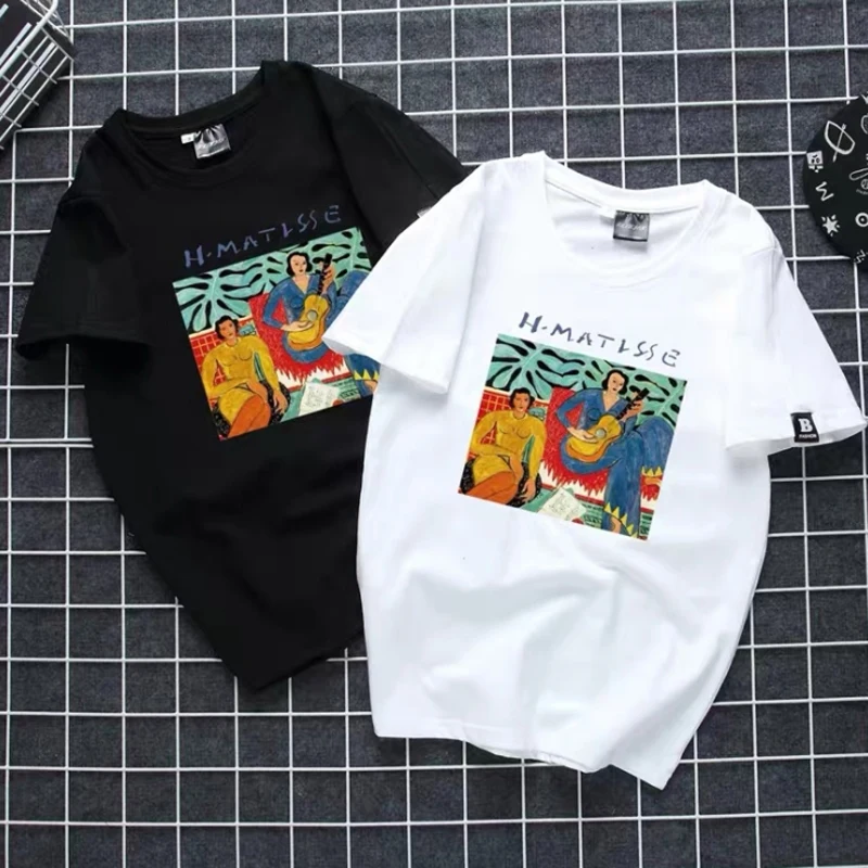 

WSFS T Shirt Women Summer Short Sleeves Tee Shirts Tops Harajuku figure print Tshirt 65% Cotton Ulzzang T-shirt Women Plus Size