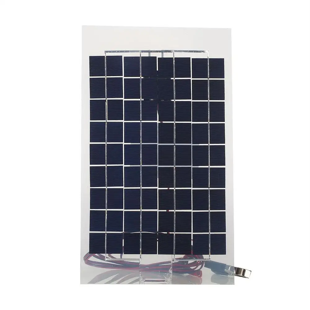 

12V 10W Solar Panel PolyCrystalline Cells DIY Solar Module Epoxy Resin Car Camping Supply With Block Diode 2 Alligator Clips