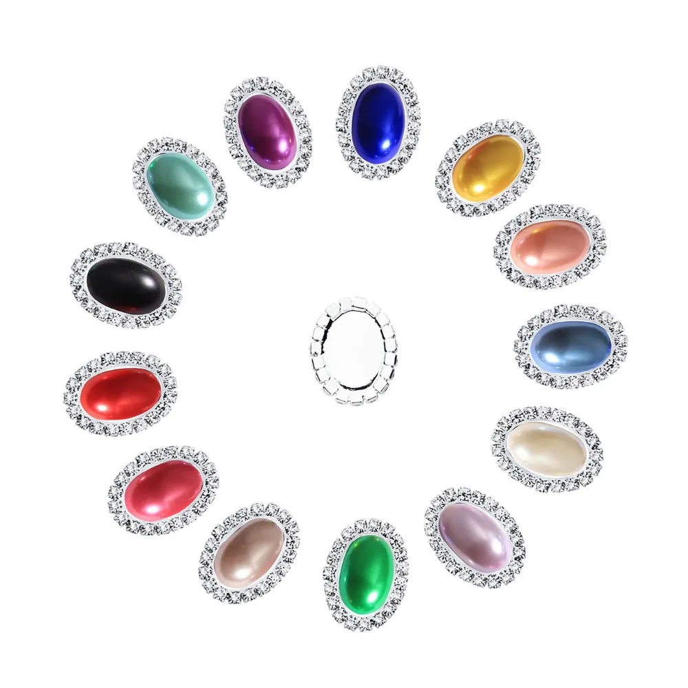 

oval pearl crystal rhinestone button embellishment flatback 24X19mm can choose colors 10PCS/lot(BTN-5727)