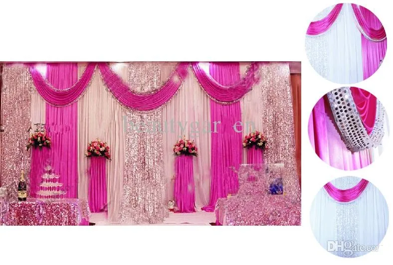 3M*6M Sequins Beads Edge Design Fabric Satin Drape Curtain ...