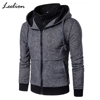 

IceLion 2019 Fake Two Pieces Hoodies Men Spring Winter Fashion Sweatshirts Zipper Cardigan Sportswear Solid Slim Male Tracksuit