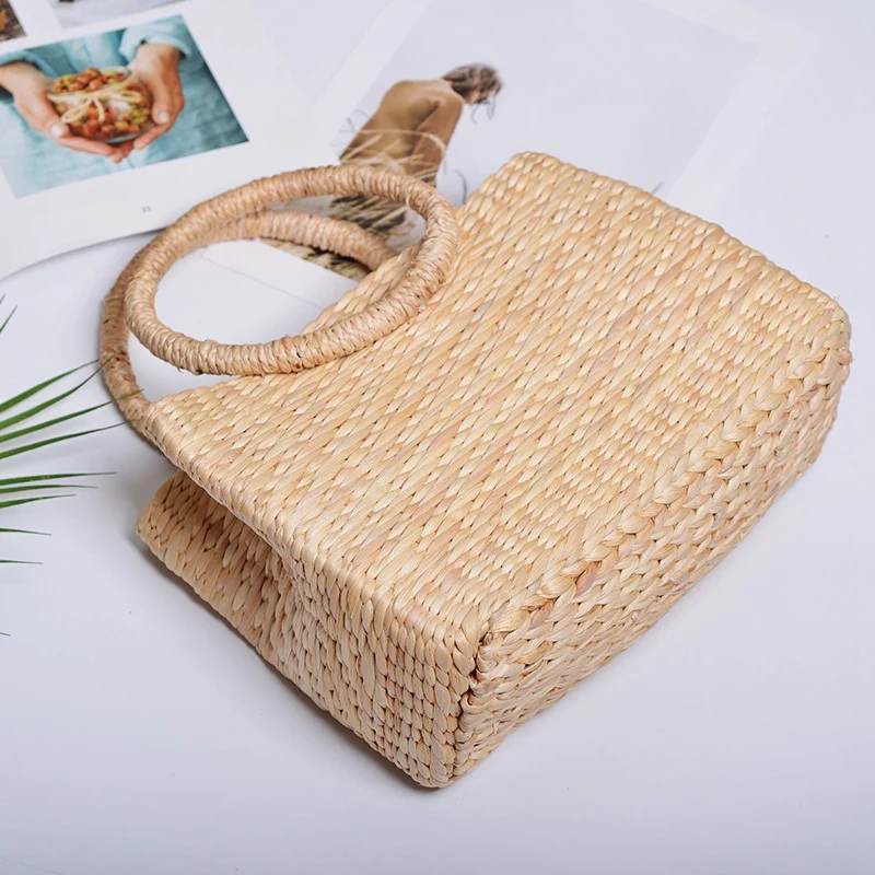 

FGGS-Beach Bag Round Straw Totes Basket Bucket Bag Summer Bags Women Handbag Braided New Rattan Bag