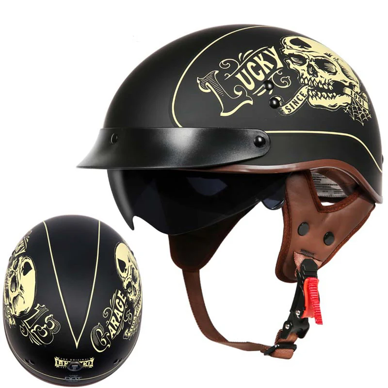 TORC T55 moto rcycle шлем, винтажный шлем Ретро Скутер половина шлем с внутренним козырек объектив casco moto в горошек - Цвет: 1