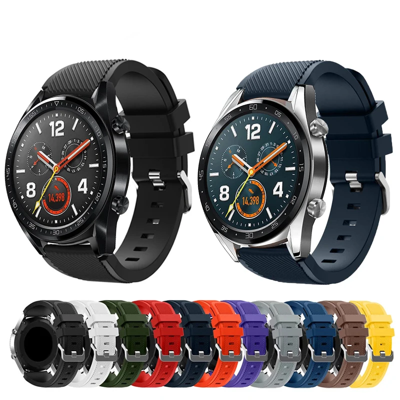 Ремешок 18 видов цветов резиновый для Huawei Watch GT силиконовый сменный Браслет часов