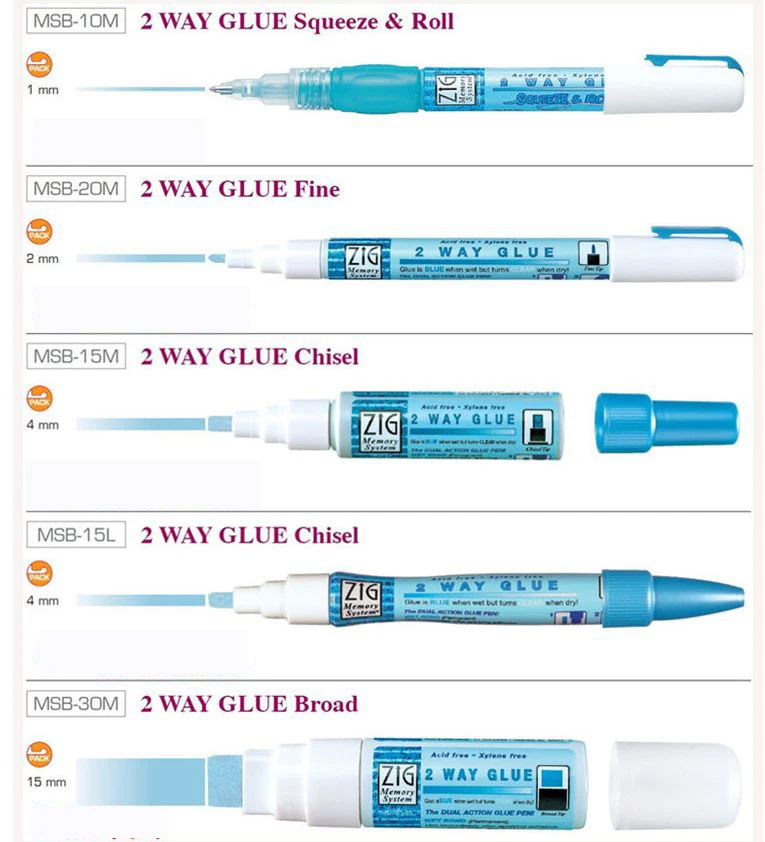 Zig Kuretake система памяти 2 способа клея ручки Япония 1 мм 2 мм 4 мм 15 мм нетоксичные цветные клеевые ручки DIY инструмент