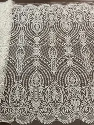 Французский Чистая кружевная SYJ-42049 наивысшего качества для свадебного платья новейшая вышитая кружевная ткань с полным бисером