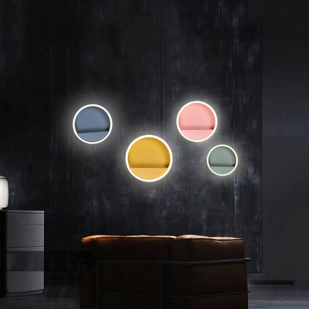 Kaufen Moderne Nordic Bunte Macaron Runde LED Wand Lampe Nacht Licht Hause Veranda Schlafzimmer Wand Leuchte Leuchte Wand Dekor Kunst
