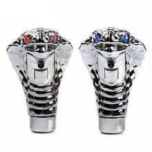 Djsona universal carro manual de engrenagem vara forma cobra shift knob cristal cobra cabeça com luzes led para transmissão automática