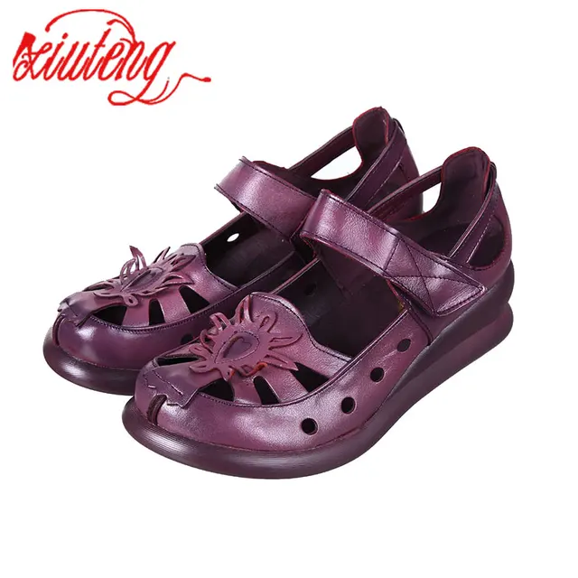 Xiuteng High Quality Women Sandals Female Handmade Genuine Leather Comfortable Heighten With Sandals Gladiator Summer Shoes