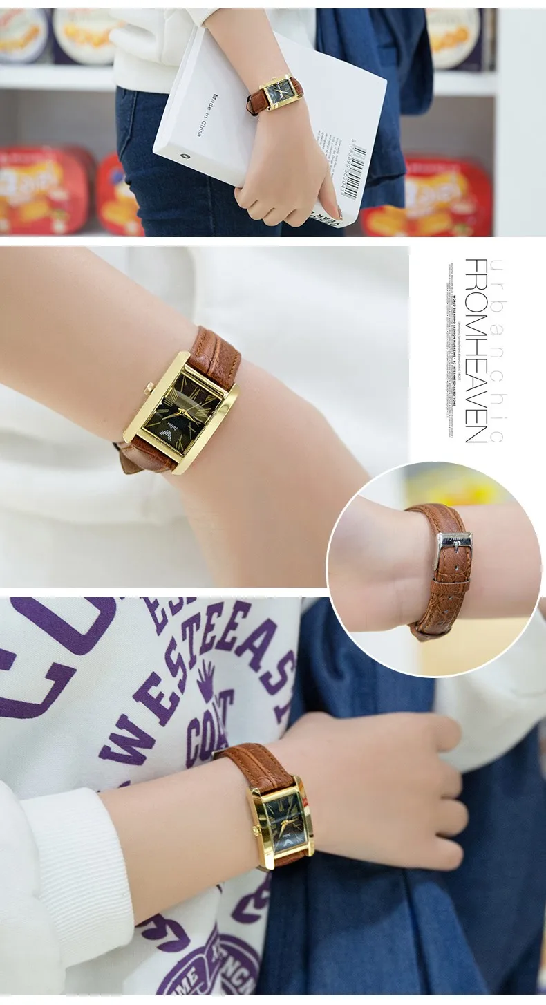 Топ Юлий леди женские часы Япония Кварцевые Элегантные Простые Модные Часы Браслет Кожаный школьник девушка Подарочная коробка JA-399