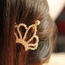 1 шт., Женская Золотая заколка для волос, жемчужная Корона, бант-заколка с бантом, заколка для волос