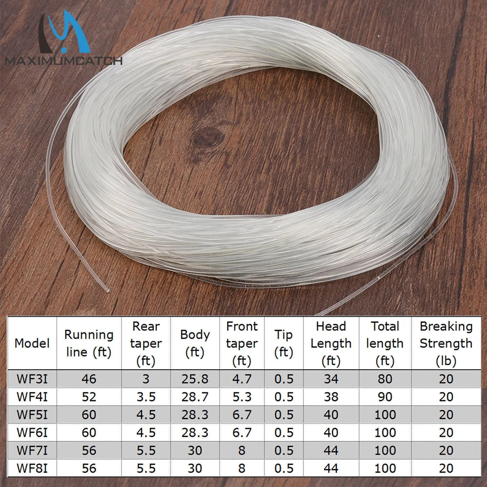 Maximumcatch 4-8WT الوزن الأمام المتوسطة صنارة صيد السمك بذبابة الصيد الصناعية واضح/الأزرق المتوسطة يطير خط