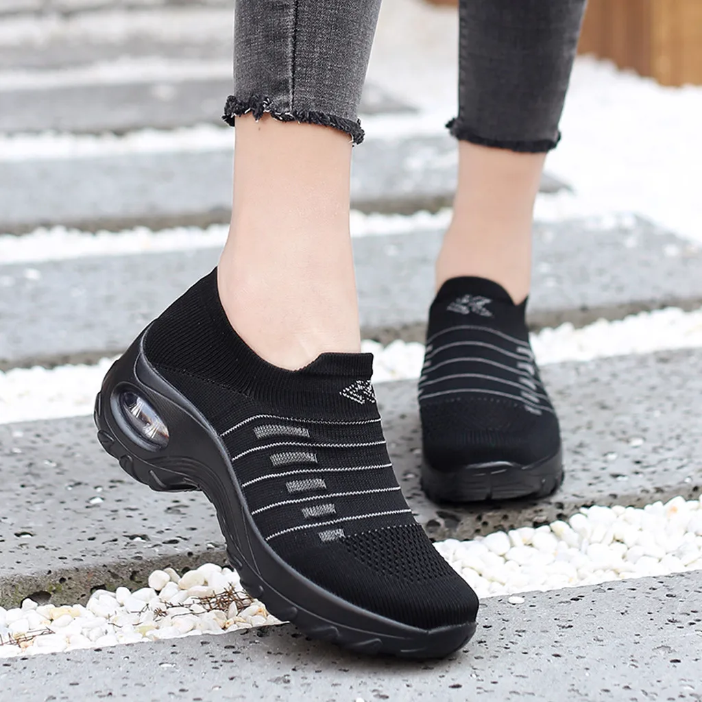 KANCOOLD/Модная женская спортивная обувь на плоской подошве; Легкие дышащие кроссовки для ходьбы и бега; Классическая обувь без застежки, увеличивающая рост