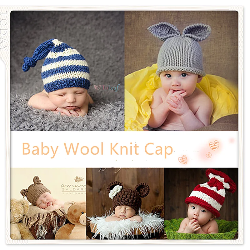Wool Newborn Photography Prop Hat Baby Girl/boy Netting Hook Mohair Cap Hand Knitting Photo Studio Accessories
