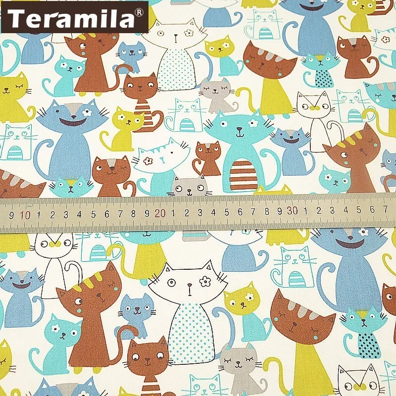 Teramila серая и синяя кошка стильный коммутатор Tela Algodon DIY материал для шитья 100%