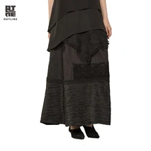 Контурная осенне-зимняя новая женская Лоскутная юбка винтажного размера плюс, открытая кружевная эластичная талия, свободная повседневная короткая юбка L173Q001