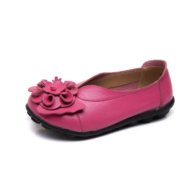 Большие размеры 35-44, г. Летняя женская обувь на плоской подошве женская обувь из натуральной кожи на плоской подошве женские Балетки без шнуровки с вырезами, лоферы на плоской подошве - Цвет: Rose red