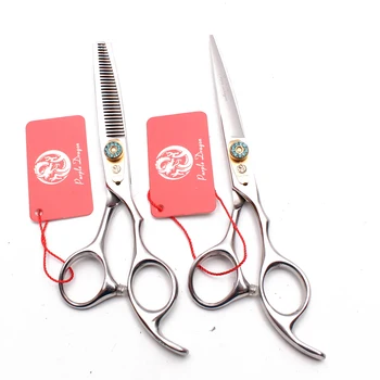 

2Pcs 6" 17.5cm Purple Dragon Hairdressing Scissors Cutting Shears Thinning Scissors Haircut Set Professional Hair Scissors Z1025