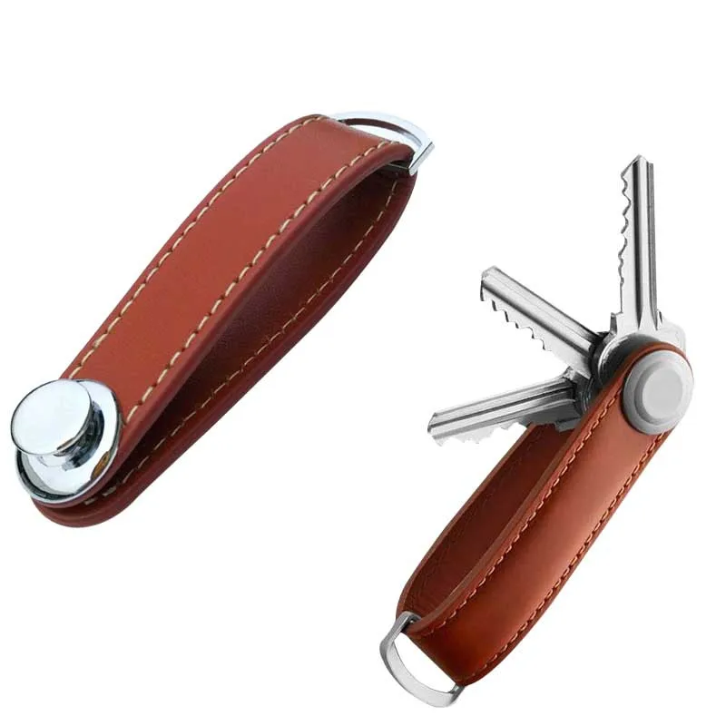 

Uniego Top Quality Genuine Leather Unisex Car Key Holder Ring Vintage Men Key Wallet Key Organizer Housekeeper Keychain HB258