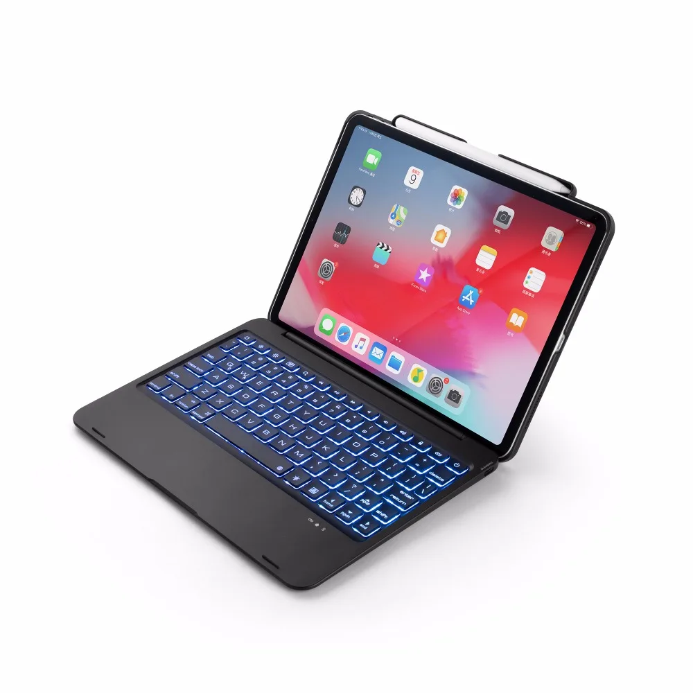 Чехол с Bluetooth клавиатурой и подсветкой для iPad Pro 11 a1989 A80 A2013 A1934, держатель карандаша, смарт-чехол, 7 цветов, беспроводная клавиатура