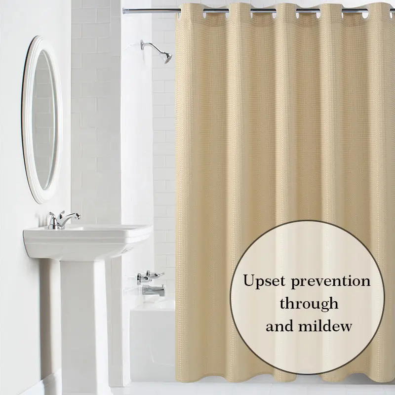 Waterproof Polyester Fabric Bathroom Shower Curtain Sheer Panel Decor 12 Hook UK 