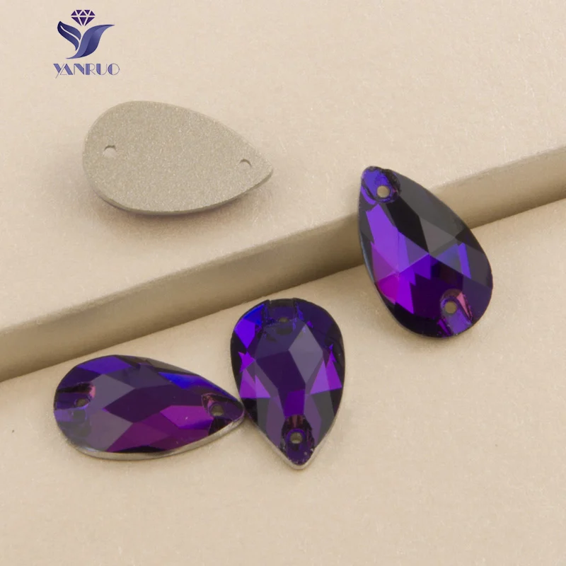 

YANRUO 3230 Drop Purple Velvet Sew on Rhinestones Glass Sew Crystal Flatback Rhinestones Sewing Crystal Stones For Dress Clothes