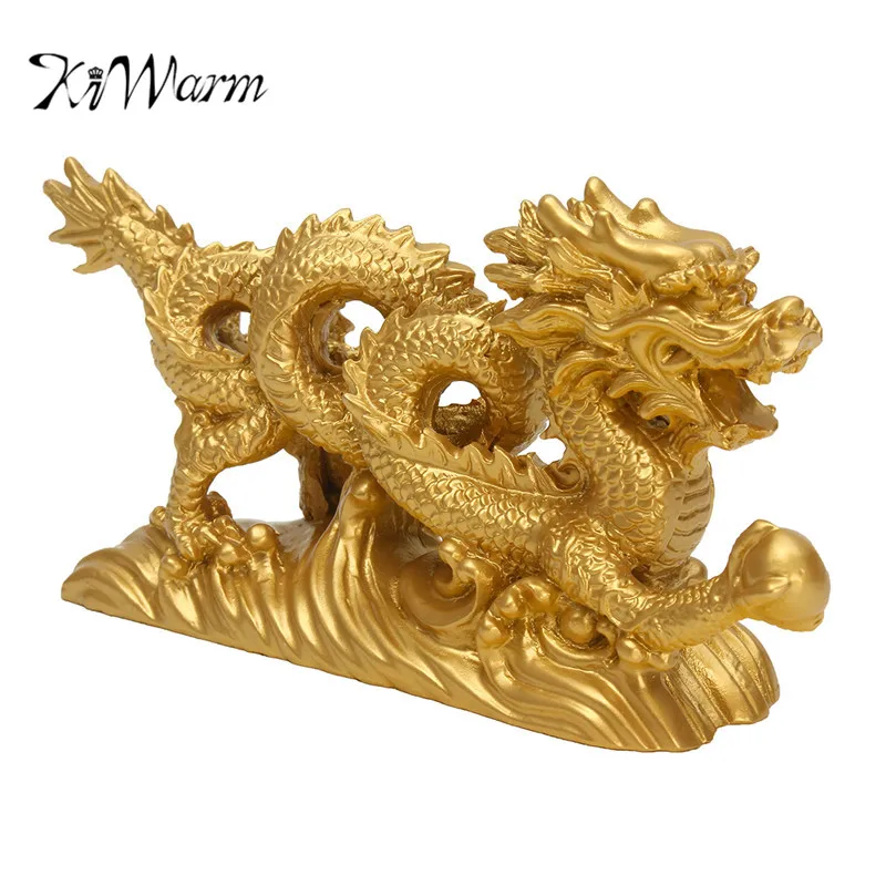 KiWarm, классика, 6,3 дюймов, китайская геомантия, золотой дракон, статуэтка, статуя, украшения для удачи и успеха, украшение для дома, ремесло