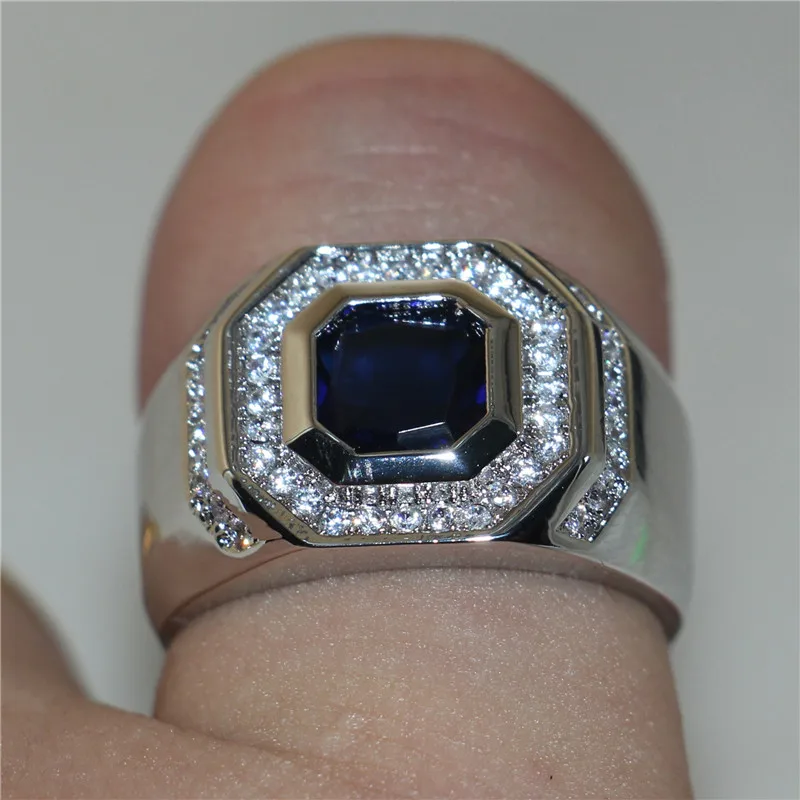 choucong Jewelry Size 8,9,10,11,12,13 Men's Luxury Silver Blue 5a Zircon Stone Rings Engagement Wedding Band ring boys