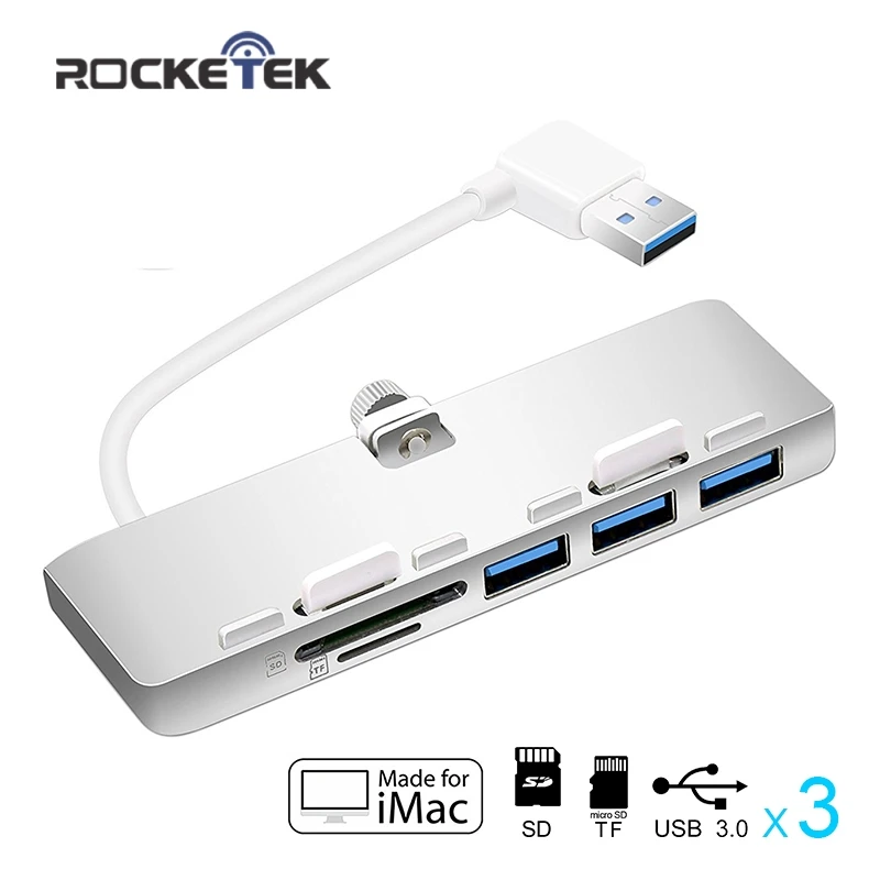 

ROCKETEK Multi USB 3.0 HUB 3 Port Adapter Splitter with SD/TF Card Reader for iMac Slim Unibody PC Computer Accessories