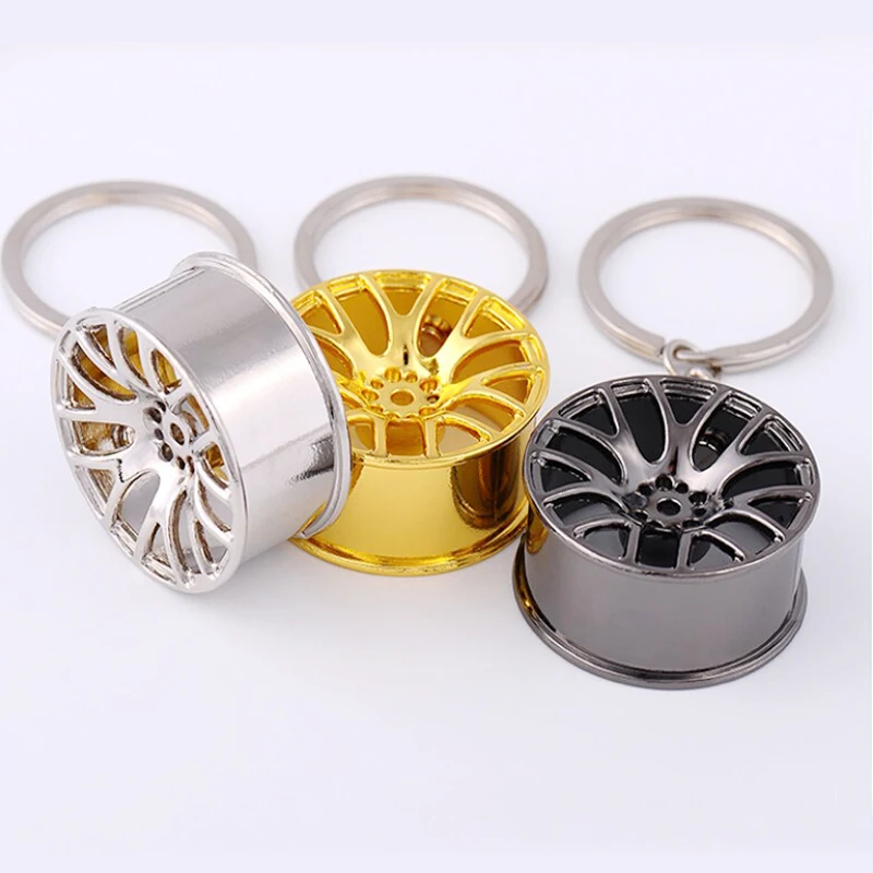 Automotive Wheel hub Keychain auto Tire rims key chain auto parts