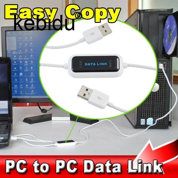 USB 2.0 PC To Online Share Sync Link Net Direct Data File Transfer Bridge 165CM LED Cable Easy Copy Between Two 2 Computer | Электроника