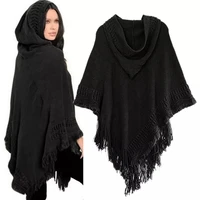 Nouveau Femmes dames gland Cape manteau frange Poncho Oblique rayure manteau bohème châle écharpe 1