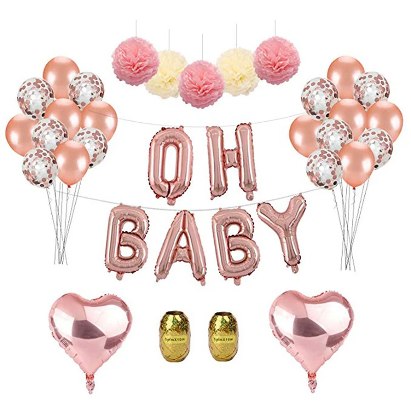 Шар цвета розового золота набор oh baby girl shower pull flower decoration розовые бумажные