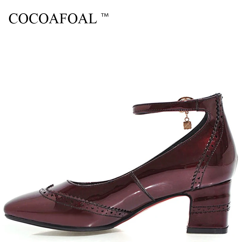 

COCOAFOAL Woman Patent Leather Pumps Plus Size 33 - 43 Sexy Stiletto High Heels Shoes Spring Wine Red Beige Black Pumps 2018