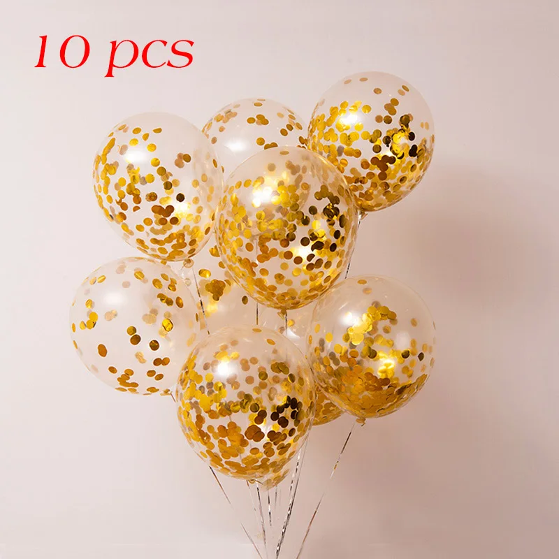 10 шт прозрачные латексные конфетти воздушные шары золотые конфетти из фольги Прозрачные Шары на день рождения ребенка на свадьбу украшения шары - Цвет: Gold  10pcs