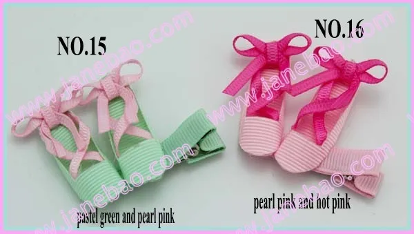 free shippng 10pcs Ribbon Ballet Slippers ballerina hair bows Dancing shoe hair clips