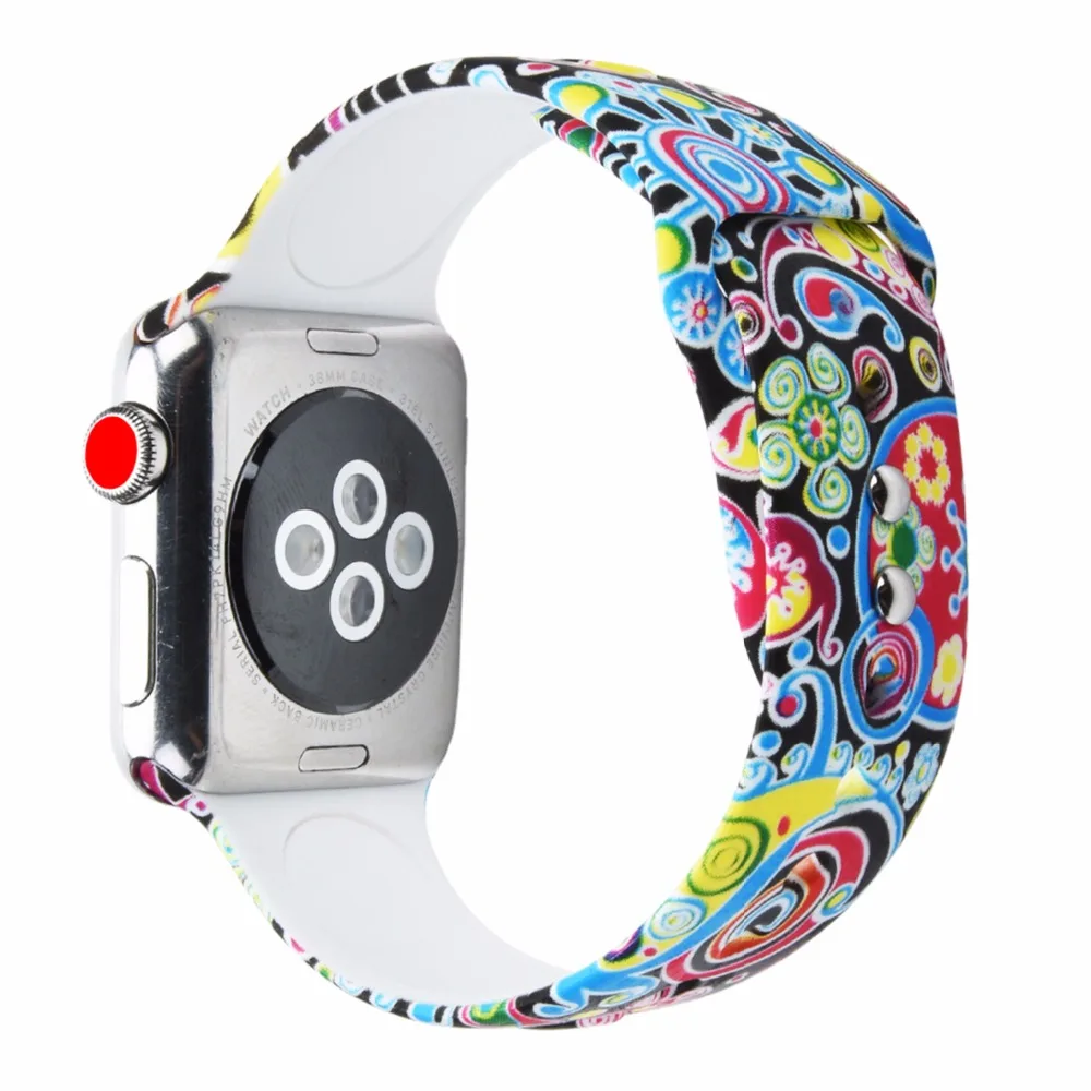 Bemorcabo для Apple Watch Band 44 мм 38 42 40 мягкий силиконовый ремешок с цветочным узором 4 3 2