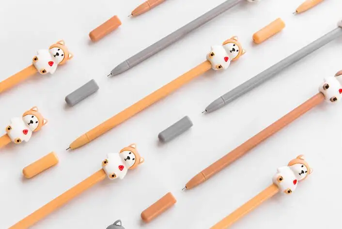 Стираемая ручка, милая гелевая ручка с одной собачкой хаски, 0,5 мм, Рекламные канцелярские принадлежности, школьные офисные принадлежности, ручка с исчезающими чернилами