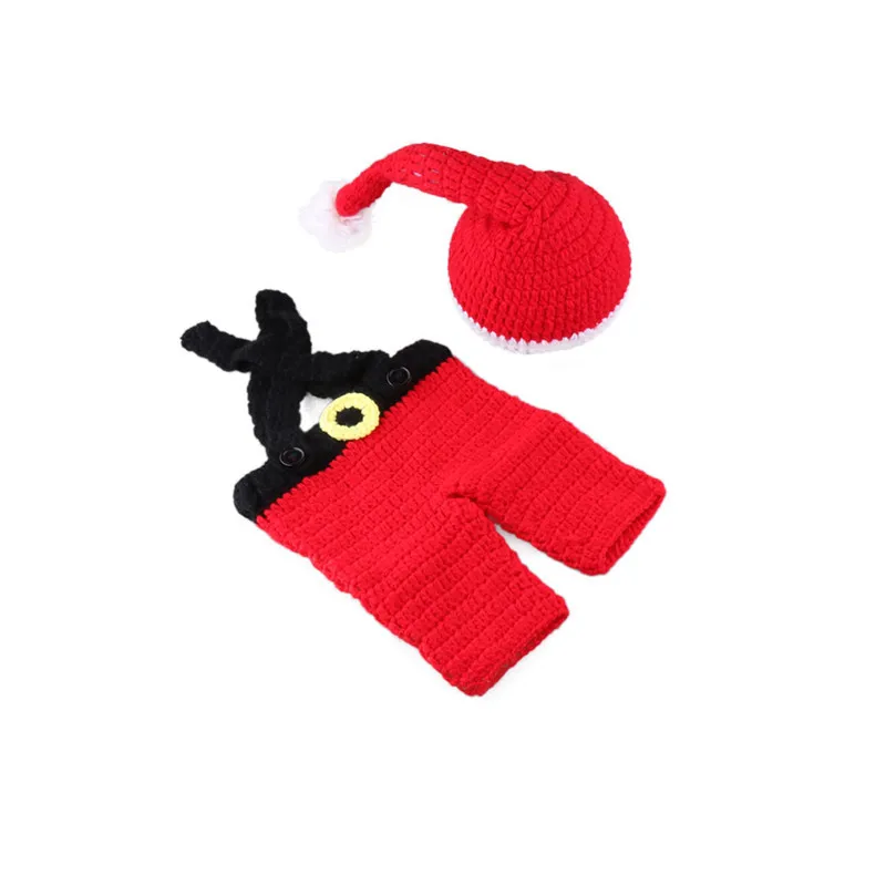Newborn Baby Christmas Crochet Knit Photography Props Handmade Toddler Santa Clause Elf Hat Shorts Costume Baby Shower (12)