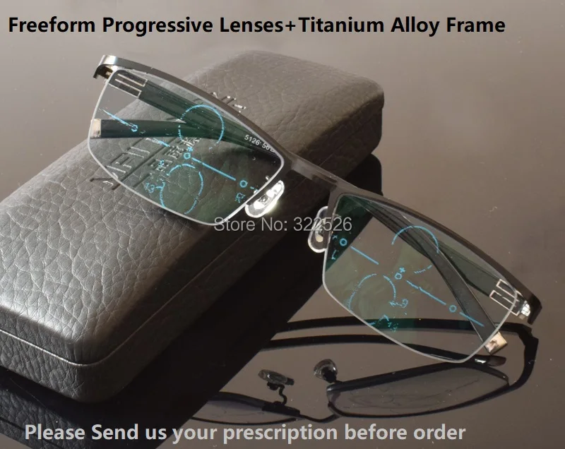 Titanium Alloy Frame Multi Focal Freeform Progressive Lenses Prebyopic Bifocal Glasses With